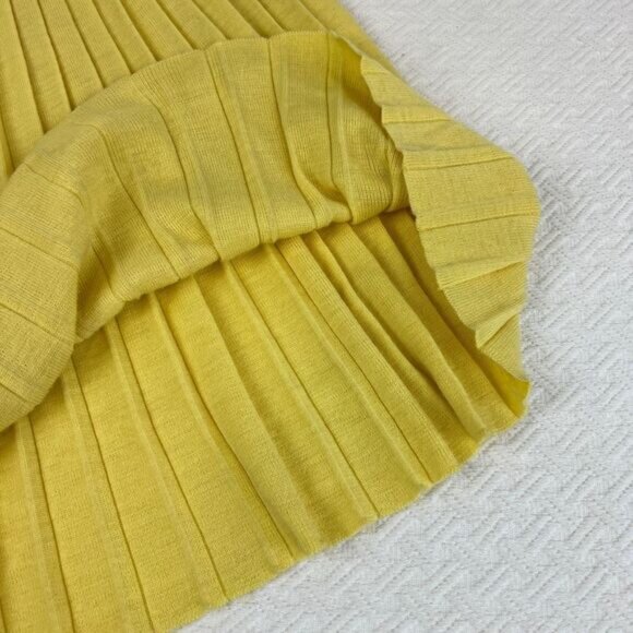 Vintage Women's XS Small High Waisted butter Yellow Accordion Pleated Midi Skirt - Picture 13 of 16